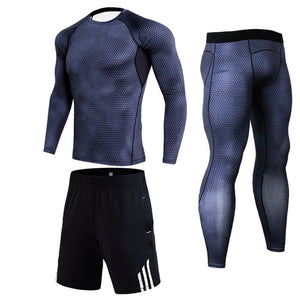 Men Compression Jogging suit Winter Thermal underwear Sports Suits Warm Men's Tracksuit rash guard MMA Clothing track suit 4XL