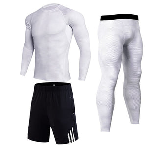 Men Compression Jogging suit Winter Thermal underwear Sports Suits Warm Men's Tracksuit rash guard MMA Clothing track suit 4XL