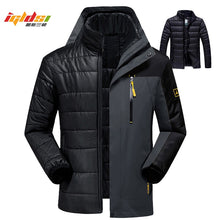 Load image into Gallery viewer, Winter Down Jacket Coats Men Fashion 2 in 1 Outwear Thicken Warm Down Parka Patchwork Waterproof Hood Men Jacket Size L-5XL 6XL