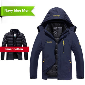 Winter Down Jacket Coats Men Fashion 2 in 1 Outwear Thicken Warm Down Parka Patchwork Waterproof Hood Men Jacket Size L-5XL 6XL