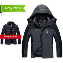 Load image into Gallery viewer, Winter Down Jacket Coats Men Fashion 2 in 1 Outwear Thicken Warm Down Parka Patchwork Waterproof Hood Men Jacket Size L-5XL 6XL