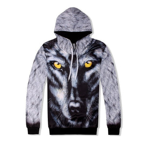 Fashion Men Hip Hop 3D Wolf Printed Hoody Sweatshirt Two Piece Set Jogging Tracksuit Ensemble Homme High Street Casual Cloth Set