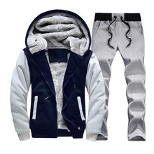 Load image into Gallery viewer, Men hooded Tracksuit Lined Thick Coat Sweatshirt + Pants New Sportswear Jogger Suit 2 Piece Set Brand Male Winter Sets Clothing