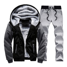 Load image into Gallery viewer, Men hooded Tracksuit Lined Thick Coat Sweatshirt + Pants New Sportswear Jogger Suit 2 Piece Set Brand Male Winter Sets Clothing