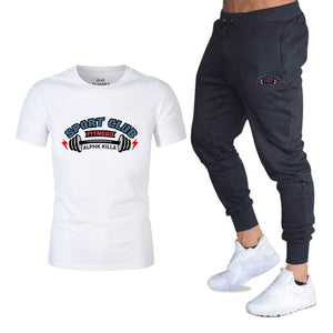 Nouveau 2019 Nouveaux Hommes T-shirt Ensembles Lettre Imprimé Costumes D'été décontracté Tshirt Hommes Survêtements Marque Ensem