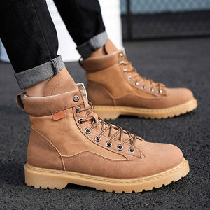 WENYUJH Lace-Up Men Boots Winter Waterproof Ankle Boots Riding Boots Outdoor Working Snow Boots Men Shoes New Chaussure Homme