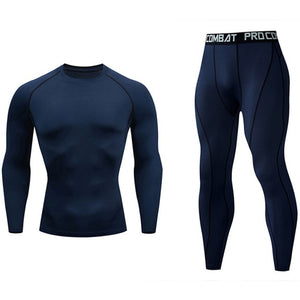 Mens sports suits Compression Men's Full suit Tracksuit 1-3 Piece Kit Gym jogging suit Sport Wear For Men Run Tights Shirt Leggings Men Thermo underwear s-xxxxl