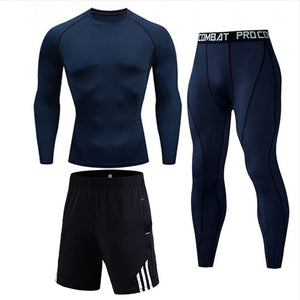 Mens sports suits Compression Men's Full suit Tracksuit 1-3 Piece Kit Gym jogging suit Sport Wear For Men Run Tights Shirt Leggings Men Thermo underwear s-xxxxl