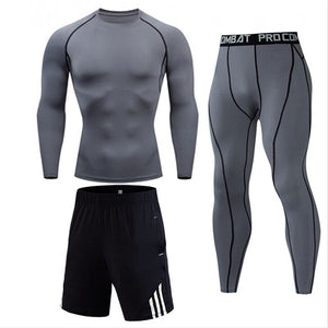 Mens sports suits Compression Men's Full suit Tracksuit 1-3 Piece Kit Gym jogging suit Sport Wear For Men Run Tights Shirt Leggings Men Thermo underwear s-xxxxl