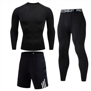 Mens sports suits Compression Men's Full suit Tracksuit 1-3 Piece Kit Gym jogging suit Sport Wear For Men Run Tights Shirt Leggings Men Thermo underwear s-xxxxl