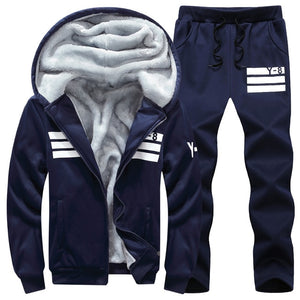 Brand Men Sets Autumn Winter Thick Fleece Sporting Suit 6XL Sweatshirt + Sweatpants Mens Clothing Sets Tracksuit Large Size 8XL