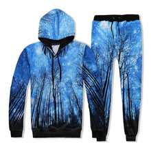 Load image into Gallery viewer, Aismz Brand New Winter Mens Sets Fashion Hoodies+Pants 3D Print Tree Forest Space Tracksuit Two Piece Set Ensemble Homme