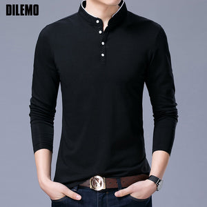 Hot Sell 2019 New Fashion Brand Clothing Polo Shirt Mens Long Sleeve Slim Fit Boys Mandarin Colla Polos Casual Men's Clothing