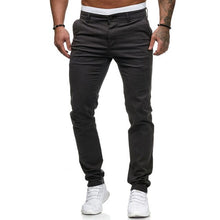 Load image into Gallery viewer, New Design Casual Men Pants Cotton Slim Pant Straight Trousers Fashion Business Solid Dark Gray Black joggers Men Pantalon Homme