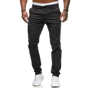 New Design Casual Men Pants Cotton Slim Pant Straight Trousers Fashion Business Solid Dark Gray Black joggers Men Pantalon Homme