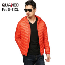 Load image into Gallery viewer, Fat Plus size 8XL 9XL 10XL 11XL  Top Quality Ultra Light Down Jacket 90% White Duck Down Warm Hooded Men Portable  Jacket Coat