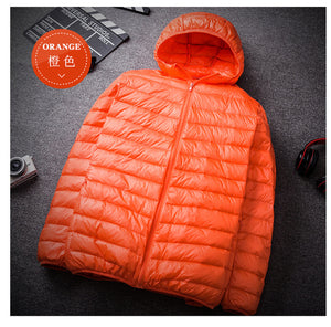 Fat Plus size 8XL 9XL 10XL 11XL  Top Quality Ultra Light Down Jacket 90% White Duck Down Warm Hooded Men Portable  Jacket Coat