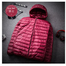 Load image into Gallery viewer, Fat Plus size 8XL 9XL 10XL 11XL  Top Quality Ultra Light Down Jacket 90% White Duck Down Warm Hooded Men Portable  Jacket Coat