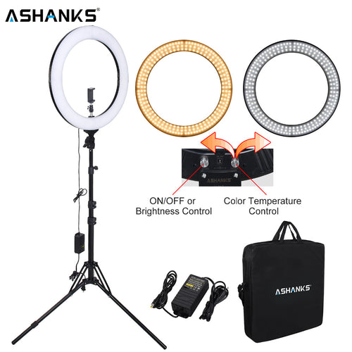 ASHANKS RL-18 Dimmable photography ring light with carry bag 448pcs led beads 55w ringlight lamp for makeup & light tripod